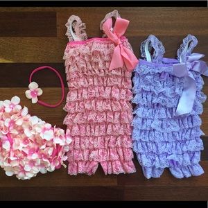 Lot lace ruffle photo shoot rompers and diaper cover